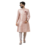 Stunning Rose Gold Banarasi Brocade Achkan | Father Son Combo | Perfect for Grooms Achkan